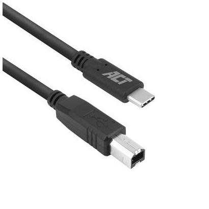 ACT USB-C naar USB-B adapterkabel M/M 1,8m