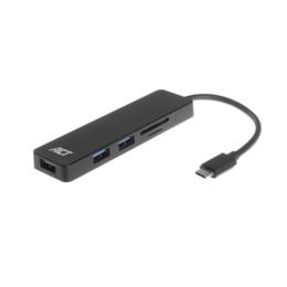 ACT 3-poorts USB 3.2 USB-C hub met kaartlezer