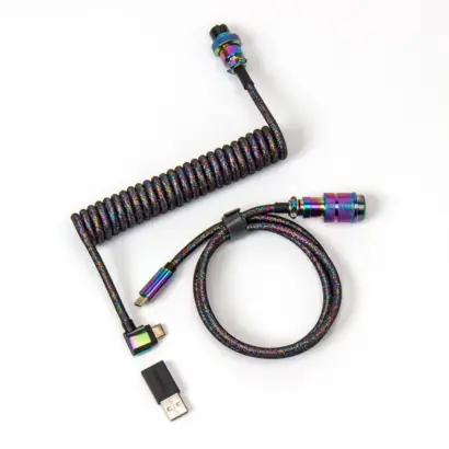 Keychron Premium Coiled Aviator USB-C haaks regenboog zwart