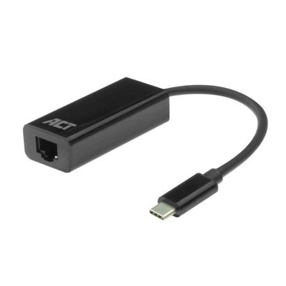 ACT USB-C naar Gigabit LAN RJ45 netwerkadapter zwart
