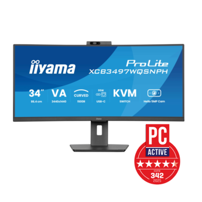 34" iiyama XCB3497WQSNPH-B1 Curved VA Hello camera/microfoon
