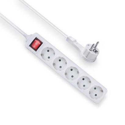 ACT AC2455 Stekkerdoos 5-voudig met platte stekker wit