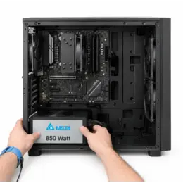 Montage van voeding in computer