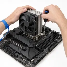 Montage van processor + koeler op moederbord