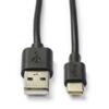 USB-A naar USB-C kabel 1 meter zwart bulk