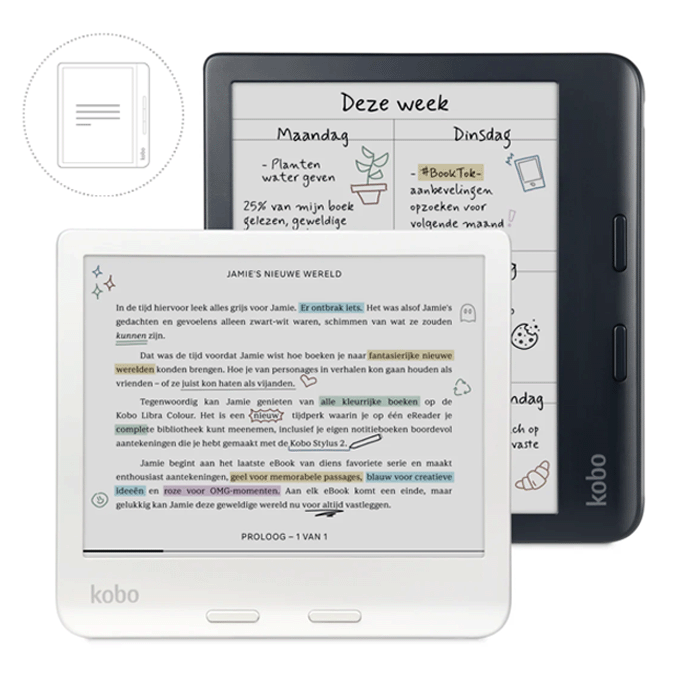 Kobo Libra Colour e-reader met kleurenscherm en bladerknoppen